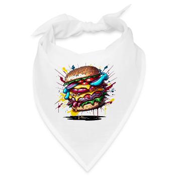 Burger - Hamburger - Fastfood - Bandana - Weiß - Vorne