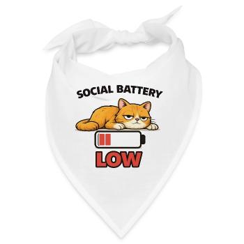 Katten-Grafik-T-Shirt mit niedriger Batterie - Bandana - Weiß - Vorne