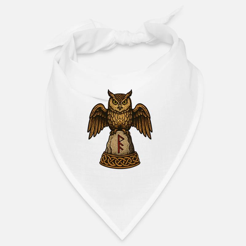 Eule auf Runenstein mit Knotwerk Bandana