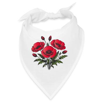 Mohnblüten Rot Floral Natur Design  - Bandana - Weiß - Vorne