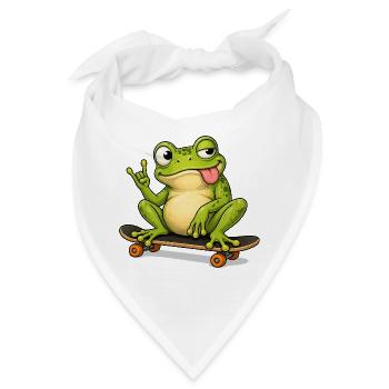 Grüner Frosch Skateboardheld - Bandana - Weiß - Vorne
