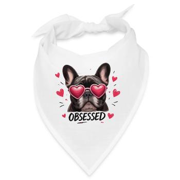 Obsessed Hund mit Herzbrillen - Bandana - Weiß - Vorne