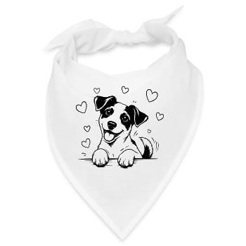 Jack Russell Terrier Pfoten Herz schwarz - Bandana - Weiß - Vorne