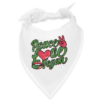 Peace Love veganes Retro-Skript - Bandana - Weiß - Vorne
