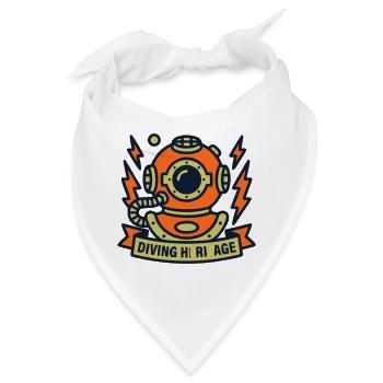 Taucherhelm Retro Tauchschule Taucher Tauchen - Bandana - Weiß - Vorne