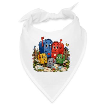 Fröhliche Briefkästen im Garten - Bandana - Weiß - Vorne