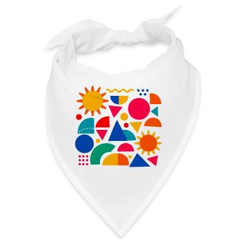 Geometrische Farbexplosion: Sonnige Formen - Bandana - Weiß - Vorne