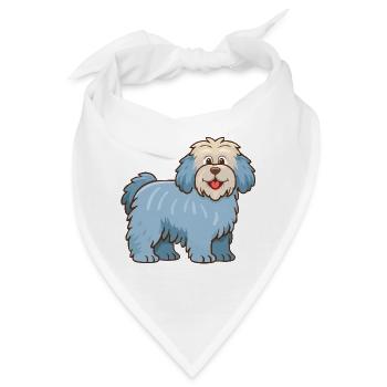 Hellblauer zotteliger Hund (Comic) - Bandana - Weiß - Vorne