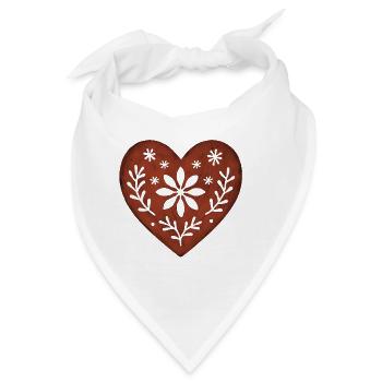 Skandinavisches Herz – Nordic Folk - Bandana - Weiß - Vorne
