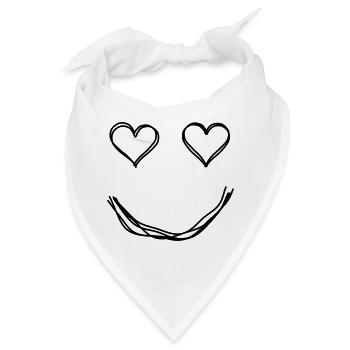Gesicht mit Herzaugen handgezeichnet - Bandana - Weiß - Vorne