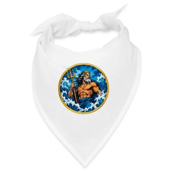 Poseidon im Sturm: Meeresgott im Kreis - Bandana - Weiß - Vorne