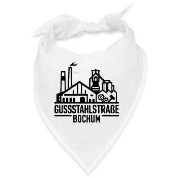 Gussstahlstraße Bochum Ruhrpott Industrie T-Shirt - Bandana - Weiß - Vorne