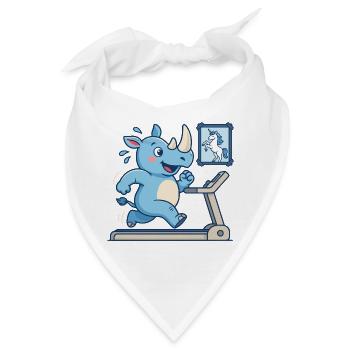  Nashorn Beim Lauftraining Mit Einhorn Fitness - Bandana - Weiß - Vorne