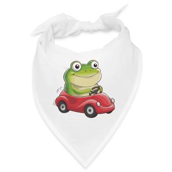  Fröhlicher Frosch Im Roten Flitzer Lustige - Bandana - Weiß - Vorne