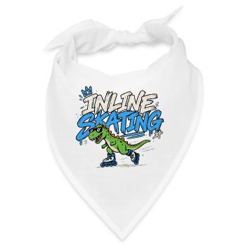 Inline Skating Dino auf Inlinern - Bandana - Weiß - Vorne