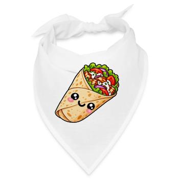 Kawaii Burrito Wrap Cartoon - Bandana - Weiß - Vorne