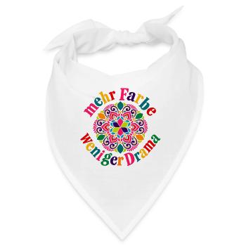 Mehr Farbe Weniger Drama – Buntes Statement - Bandana - Weiß - Vorne