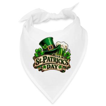 St Patrick's Day – Kleeblatt & Bier - Bandana - Weiß - Vorne