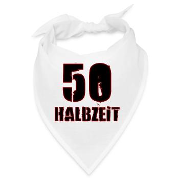 Geburtstag 50 - Halbzeit - Bandana - Weiß - Vorne