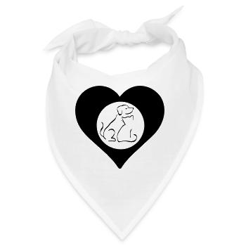 Herz voller Tierliebe Geschenk - Bandana - Weiß - Vorne