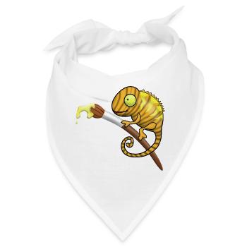 Chamaeleon mit Pinsel und Farbe. Geschenkidee - Bandana - Weiß - Vorne