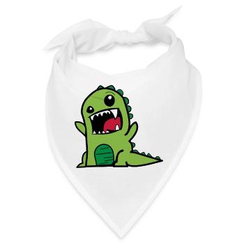 Grüner Dinosaurier - Bandana - Weiß - Vorne