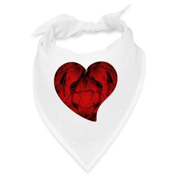 Fraktal - Rotes Herz - Bandana - Weiß - Vorne