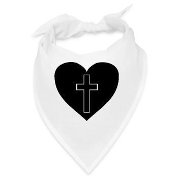 Kreuz in Herz Geschenk Geschenkidee - Bandana - Weiß - Vorne