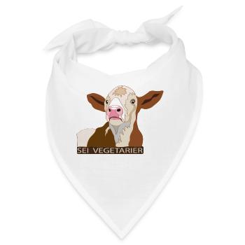 Kalb: Sei Vegetarier - Bandana - Weiß - Vorne