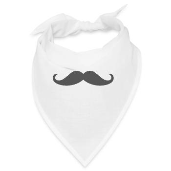 Schnauzbart 18, Schnurrbart, Schnauzer, Bartstyle, - Bandana - Weiß - Vorne