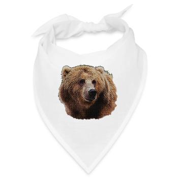 bärenliebhaber t-shirts, Bärenkopf Nachtmuster - Bandana - Weiß - Vorne