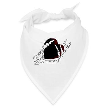 Kochenhand hält ein schwarzes Herz umschlossen - Bandana - Weiß - Vorne