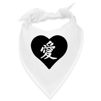 Charakterzeichen der Liebe im Herzen geschnitten - Bandana - Weiß - Vorne