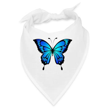 Blauer Schmetterling - Bandana - Weiß - Vorne
