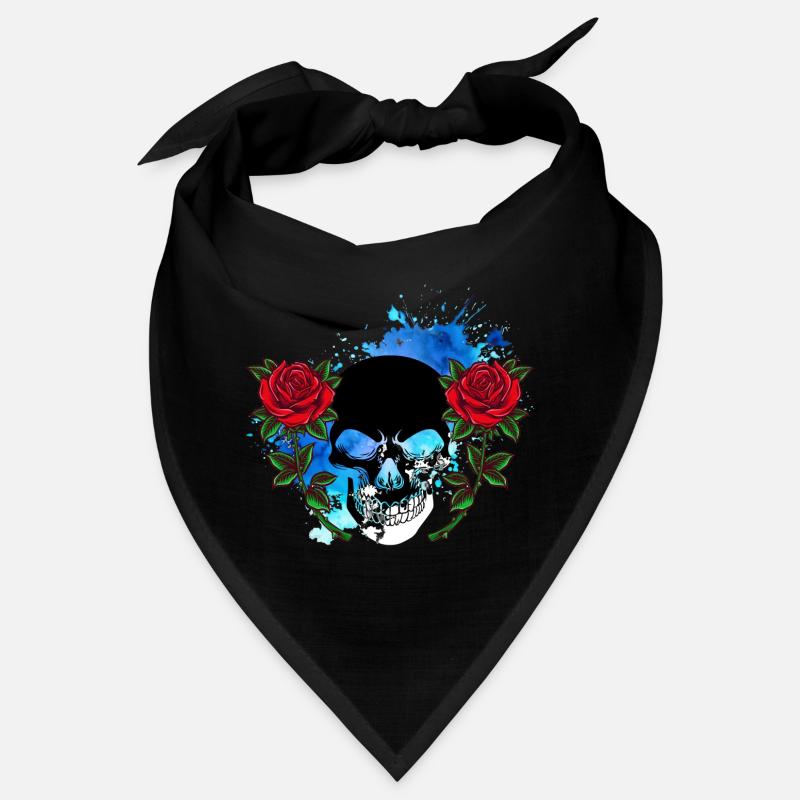 Tête de mort Skull Crâne de mort Rose Fleurs Splash Bandana