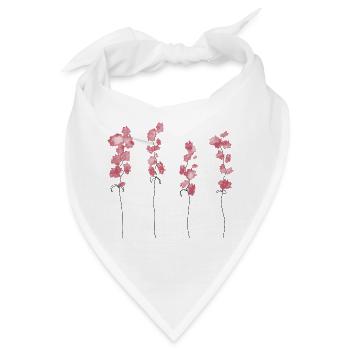 Rosa Blumen - Bandana - Weiß - Vorne