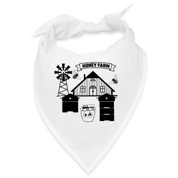 Honigfarm mit bunten Blumen - Bandana - Weiß - Vorne