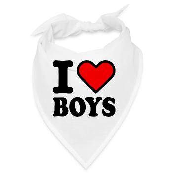 I love boys - Bandana - Weiß - Vorne