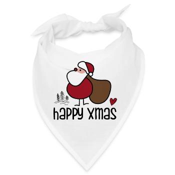 Schlichter Weihnachts-Santa mit Sack - Bandana - Weiß - Vorne