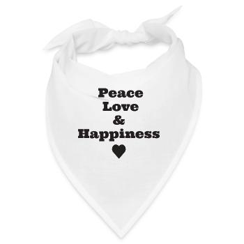 Peace Love & Happiness - Bandana - Weiß - Vorne