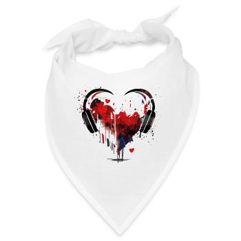 Herz der Musik - Grunge Kopfhörer - Bandana - Weiß - Vorne