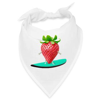 Erdbeere auf Surfboard - Bandana - Weiß - Vorne