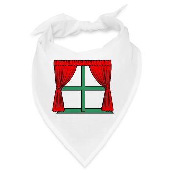 Rote Vorhänge, grüner Fensterrahmen - Bandana - Weiß - Vorne