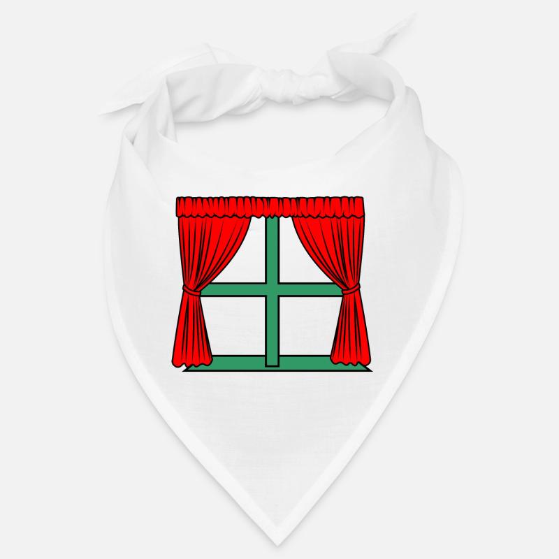 Red curtains green window frame Bandana