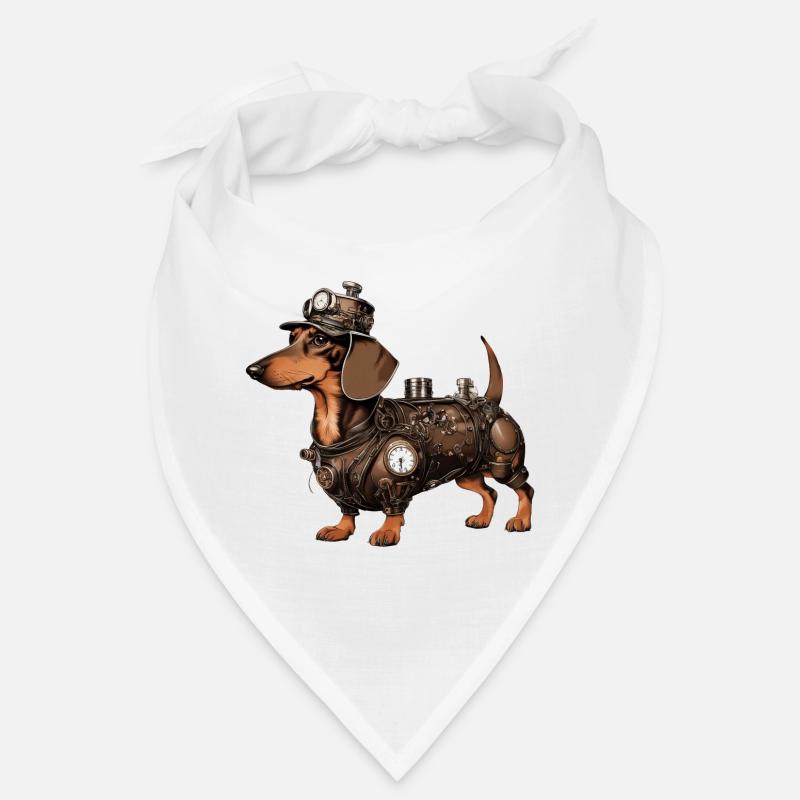 Le teckel Steampunk | Teckel - Bandana - blanc