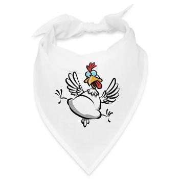 verrücktes Huhn, Hühnerfan, lustiges Huhn Cartoon - Bandana - Weiß - Vorne
