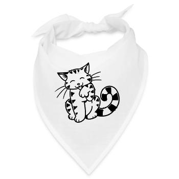 Cartoon Kitten - Bandana - Weiß - Vorne