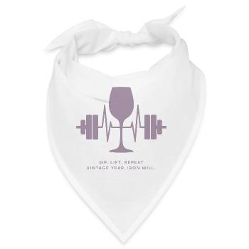 Genuss und Kraft: Wein und Gewichte - Bandana - Weiß - Vorne