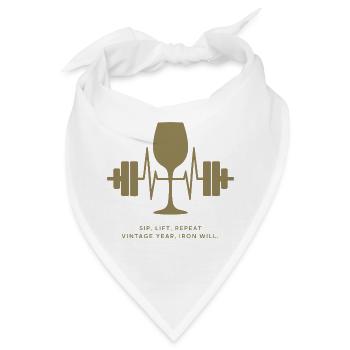 Genuss und Kraft: Wein und Gewichte - Bandana - Weiß - Vorne