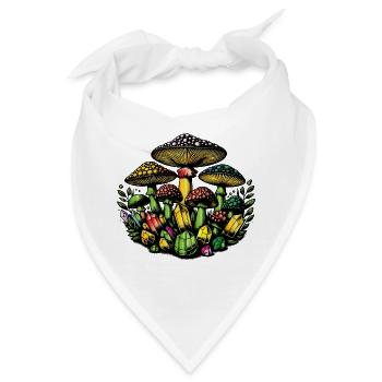 zauberhafte Pilze und Kristalle - Bandana - Weiß - Vorne